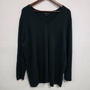 41 Hawthorne Womens Cashmere Sweater Size 3X Green V Neck Long Sleeve Soft Cozy